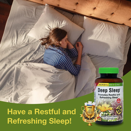Herbs Etc. Deep Sleep Softgels – Herbal Sleep Support with Passionflower, Chamomile & Lemon Balm | 120 Softgels