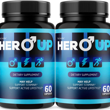 LIVORKA Hero Up Capsules - 2 Pack | Maximum Strength Energy for Men, All-Natural Vitamins, 120 Capsules