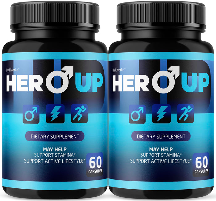 LIVORKA Hero Up Capsules - 2 Pack | Maximum Strength Energy for Men, All-Natural Vitamins, 120 Capsules