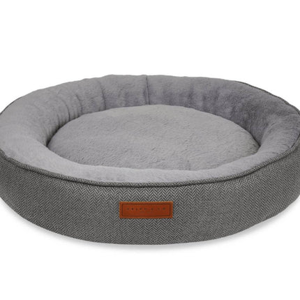 THE BALMORAL | LUXURY HERRINGBONE CALMING DONUT DOG BED