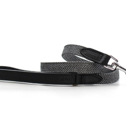 THE BALMORAL | LUXURY GREY HERRINGBONE & LEATHER DOG LEAD