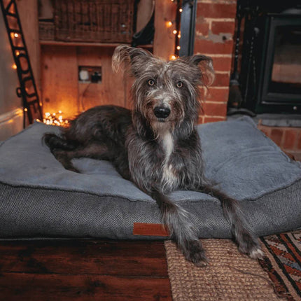 THE BALMORAL | LUXURY HERRINGBONE FLAT PILLOW DOG BED