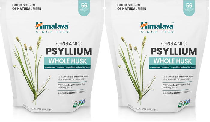 Himalaya Organic Psyllium Whole Husk – 2-Pack, 56 Tbsp, Unflavored, USDA Organic, Non-GMO Fiber Supplement