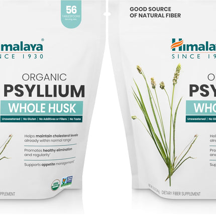 Himalaya Organic Psyllium Whole Husk – 2-Pack, 56 Tbsp, Unflavored, USDA Organic, Non-GMO Fiber Supplement