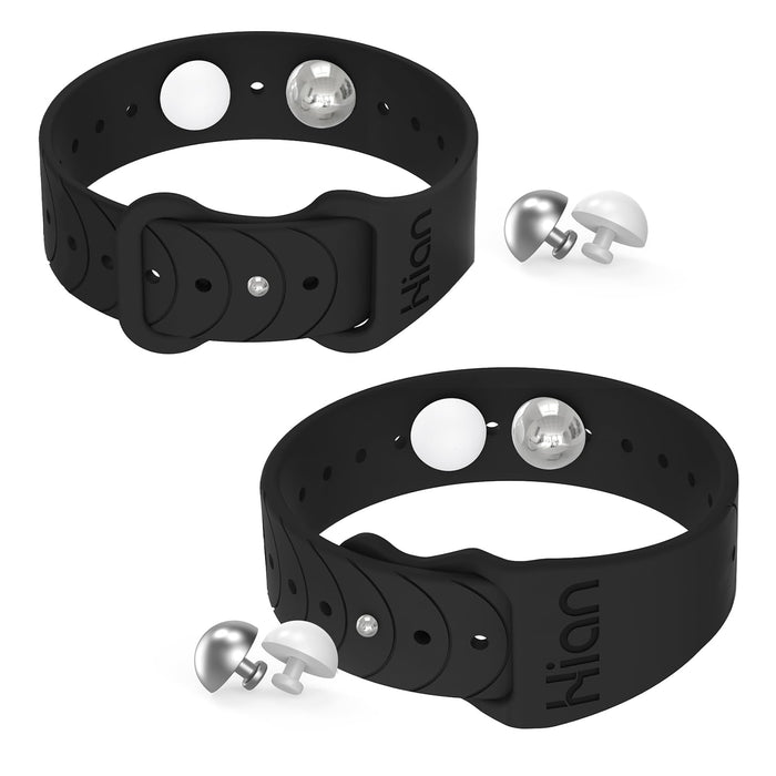 Hion Motion Sickness Bracelets – Nausea Relief Wristbands for Travel & Morning Sickness (1 Pair, Black)