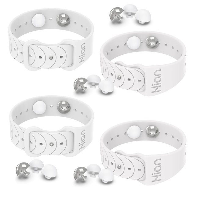 Hion Motion Sickness Bracelets – Sea Sickness Wristbands for Travel, Morning Sickness & Nausea (2 Pairs, White)