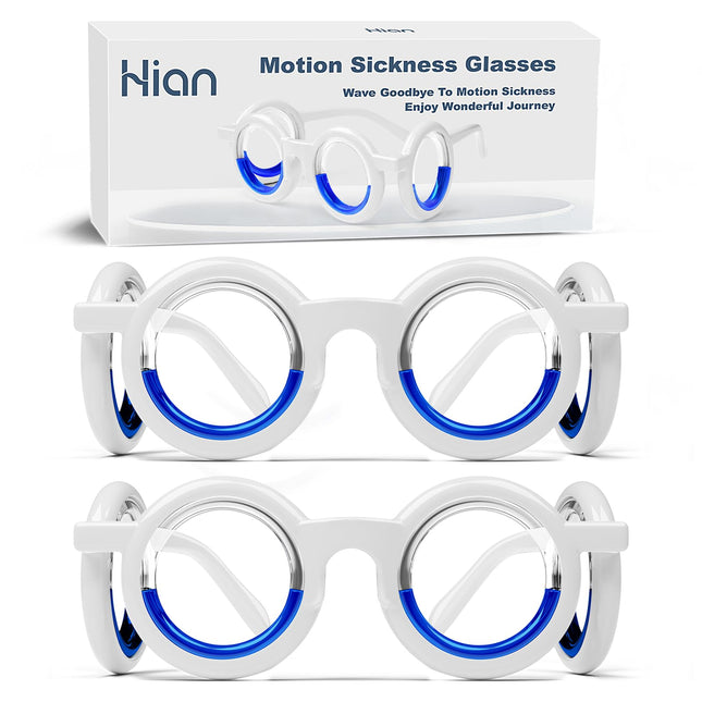 Hion Motion Sickness Glasses – Ultra-Light No-Lens Liquid Glasses for Cars, Air, Sea Travel (2 Pairs)