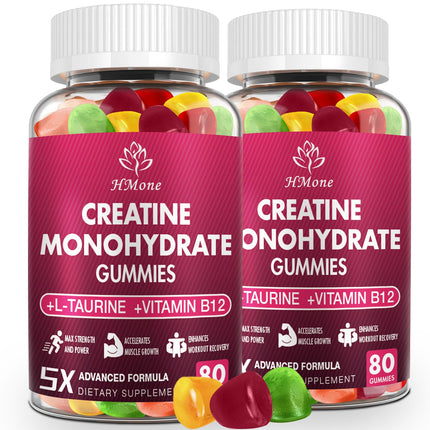 HMone Creatine Monohydrate Gummies – 5g per Serving (Creapure), 160 Count, Vegan & Sugar Free