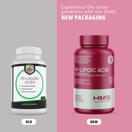 HMS Nutrition Stabilized R-Lipoic Acid 300mg – 120 Capsules, Vegan & NSF Certified