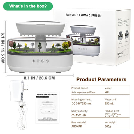 Holwim Cloud Rain Essential Oil Diffuser 250ml – 7-Color Light, Auto-Off, White Noise