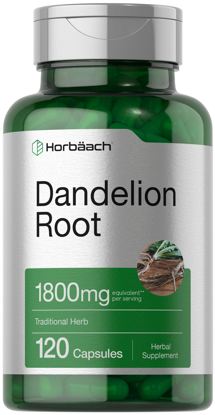 Horbäach Dandelion Root 1800mg - 120 Capsules | Non-GMO, Gluten Free