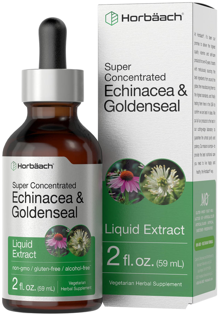 Horbaach Echinacea Goldenseal Liquid Tincture Drops – 2 oz, Alcohol-Free, Vegetarian & Non-GMO