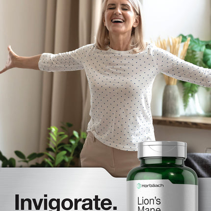 Horbäach Lions Mane Mushroom Extract 4200mg | 120 Veg Capsules | Pack of 2