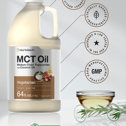 Horbaach MCT Oil 64 oz – 100% Pure, Unflavored, Keto & Gluten Free | Blends with Coffee, Tea & Liquids