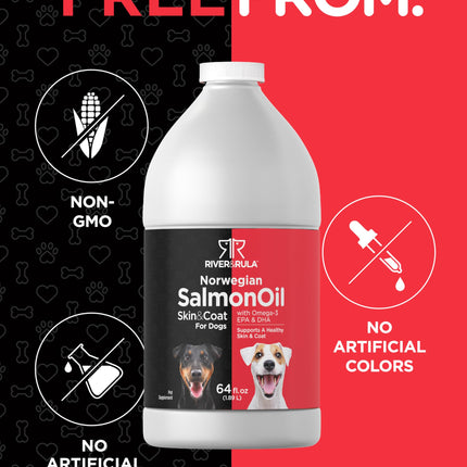 Horbaach Norwegian Salmon Oil for Dogs (64oz) - Supports Healthy Skin & Coat - Omega-3 EPA & DHA - Non-GMO, Gluten Free