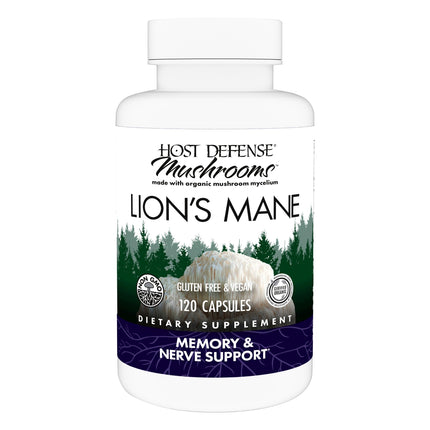 Host Defense Mushrooms Lion's Mane – Brain Health, Focus & Memory (120 Capsules)