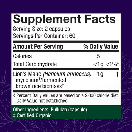 Host Defense Mushrooms Lion's Mane – Brain Health, Focus & Memory (120 Capsules)