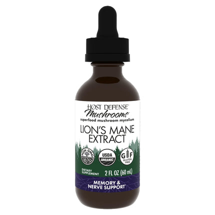 Host Defense Mushrooms Lion's Mane Extract – Brain Health & Focus Support (2 fl oz)