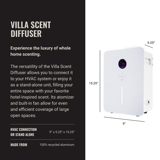 Hotel Collection Villa Scent Diffuser – HVAC or Standalone, 1800 sq ft, White