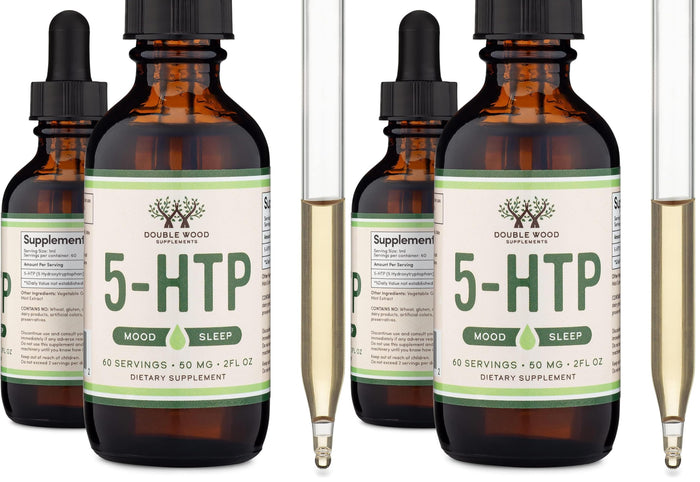 5HTP Liquid Drops - More Absorbable and Effective Than 5 HTP Capsules (60 Servings of 50mg 99%+ 5-HTP) Serotonin Supplement for Mood, Sleep, and Relaxation by Double Wood (Pack of 2)