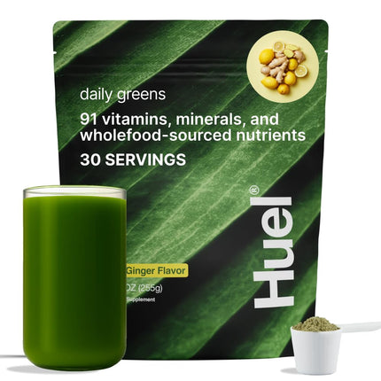 Huel Daily Greens Lemon & Ginger | 91 Nutrients, Adaptogens & Probiotics | 30 Servings