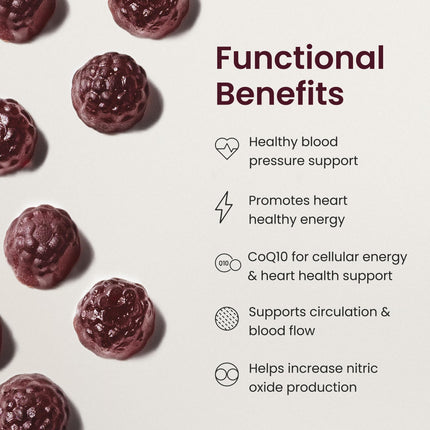 Humann SuperBeets Heart Gummies Advanced - CoQ10 150 mg + Beet Root Powder & Grape Seed Extract, 60 Count
