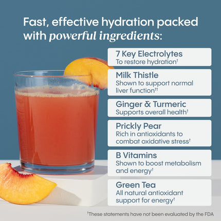 Hydralyte Liver Support + Electrolyte Mix – Milk Thistle, Turmeric & Ginger (Peach Passion Ginger, 20 Packets)