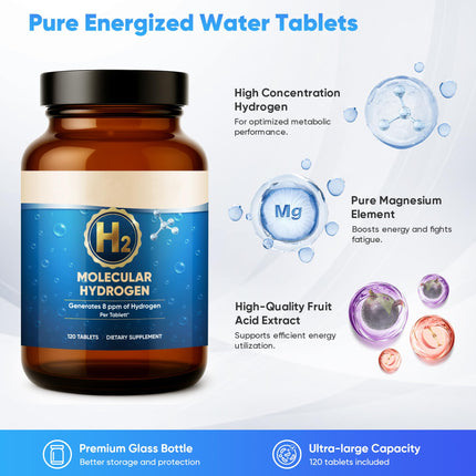 Molecular Hydrogen Tablets 8ppm (120 Count) with Magnesium