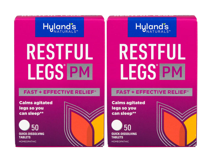 Hyland's Restful Legs PM – Nighttime Sleep Aid (Pack of 2, 50 Quick-Dissolving Tablets)