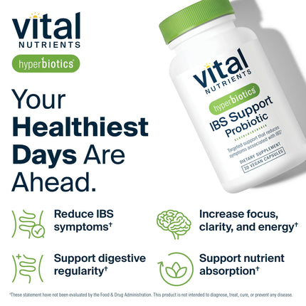 Hyperbiotics Vital Nutrients IBS Probiotic – Clinically Studied Vegan IBS Relief | 30 Capsules