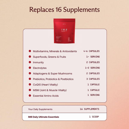 IM8 Daily Ultimate Essentials All-in-1 Multivitamin (92 Nutrients) | CoQ10, Probiotics, Greens, 30 Servings