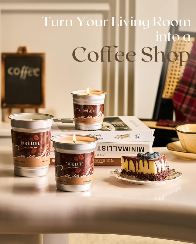 M&SENSE Coffee Candles Latte Scented – Soy Wax 7oz, 42 Hours Long Lasting Clean Burn | Aromatherapy Gift for Coffee Lovers