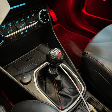 Genuine Carbon Fibre Gear Knob with Red ST Logo – Fits Most Manual Ford Models