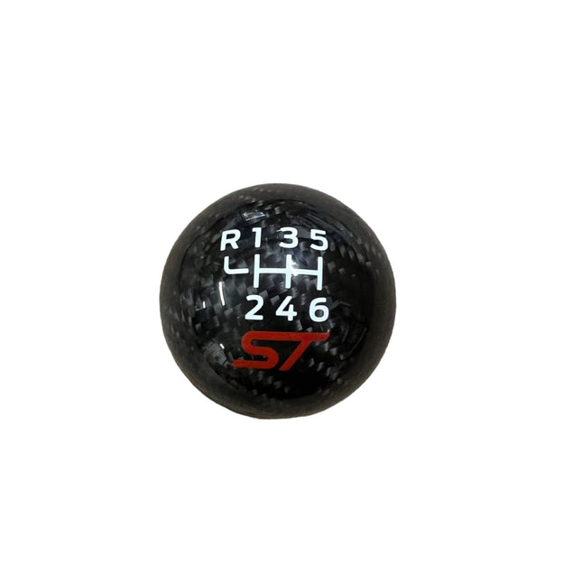 Genuine Carbon Fibre Gear Knob with Red ST Logo – Fits Most Manual Ford Models