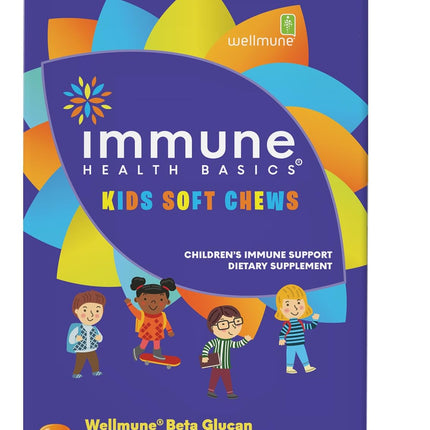Immune Health Basics Kids Soft Chews with Wellmune® | Natural Beta Glucan Supplement for Immune Support & Daily Wellness | Allergen-Free & No Added Sugar | Tutti-Frutti Flavor, 30 Soft Chews
