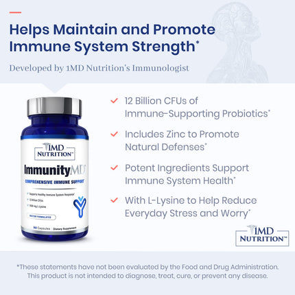 1MD ImmunityMD Probiotic - Immune Health, Doctor-Selected Strains & Prebiotic, 60 Capsules (2 Pack)