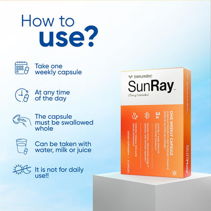 Immunotec Sunray Calcifediol 75 mcg | Once-Weekly Vitamin D, Superior Absorption