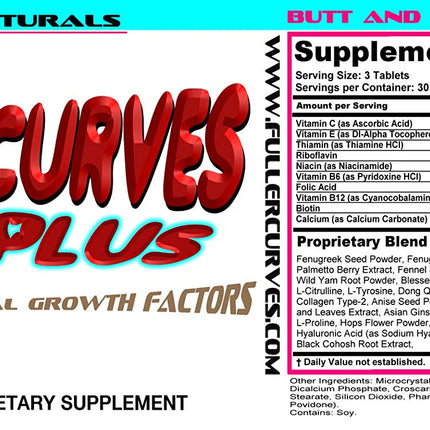 Fuller Curves Plus – Natural Butt and Bust Enlargement Pills (90 Tablets)