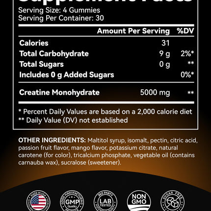 Inner Brightness Creatine Gummies for Men – 5000 mg, 120 Count, Vegan