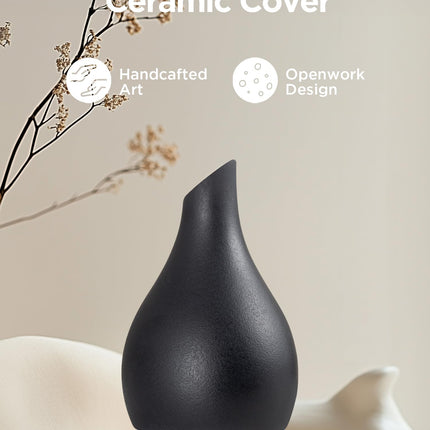 InnoGear 150ml Ceramic Essential Oil Diffuser – Handcrafted Black Vase