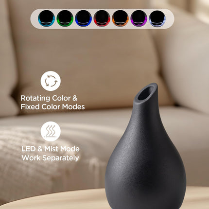 InnoGear 150ml Ceramic Essential Oil Diffuser – Handcrafted Black Vase