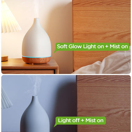 InnoGear 300ML Ceramic Diffuser for Essential Oils – 4 Timers, Auto-Off, Ultrasonic Cool Mist