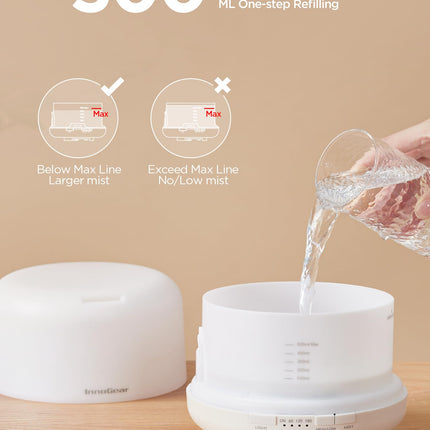 InnoGear 500ml Essential Oil Diffuser with Remote – Large Room Ultrasonic Humidifier & Auto-Off