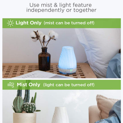 InnoGear Essential Oil Diffuser | Ultrasonic Humidifier for Home Aromatherapy | 7-Color LED, 2 Mist Modes, Auto Off | White & Grey