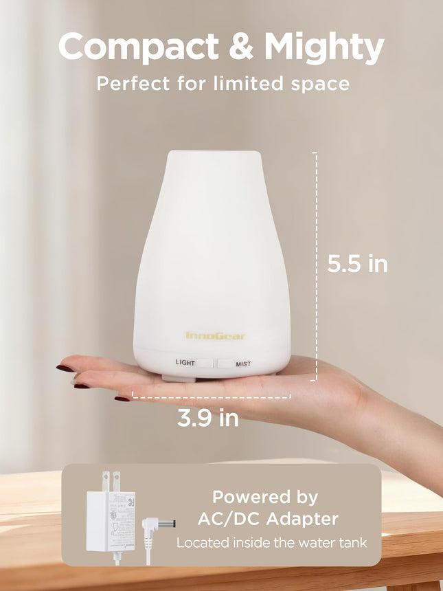InnoGear Essential Oil Diffuser - Ultrasonic Humidifier with 7-Color LED & Auto Off