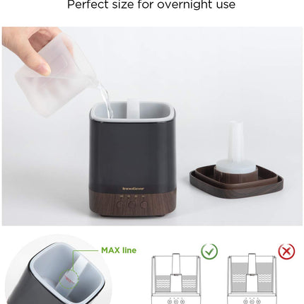 InnoGear 300ml Diffuser | Ultrasonic Essential Oil Humidifier with 4 Timers & Color Lights (Dark)