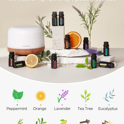 InnoGear Aromatherapy Diffuser & 10 Essential Oils Set - 500ml, Remote