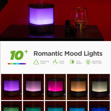 InnoGear 300ml Diffuser | Ultrasonic Essential Oil Humidifier with 4 Timers & Color Lights (Dark)