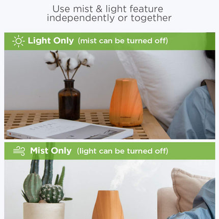 InnoGear Essential Oil Diffuser – Ultrasonic Humidifier, 7-Color LED, 2 Mist Modes, Auto Off, Yellow