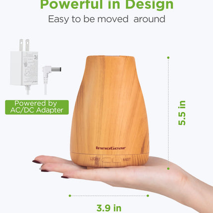 InnoGear Essential Oil Diffuser – Ultrasonic Humidifier, 7-Color LED, 2 Mist Modes, Auto Off, Yellow